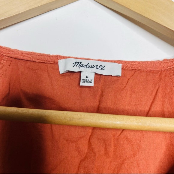 MADEWELL Embroidered Eyelet Bubble-Sleeve Button-Front Midi Dress - Picture 11 of 12